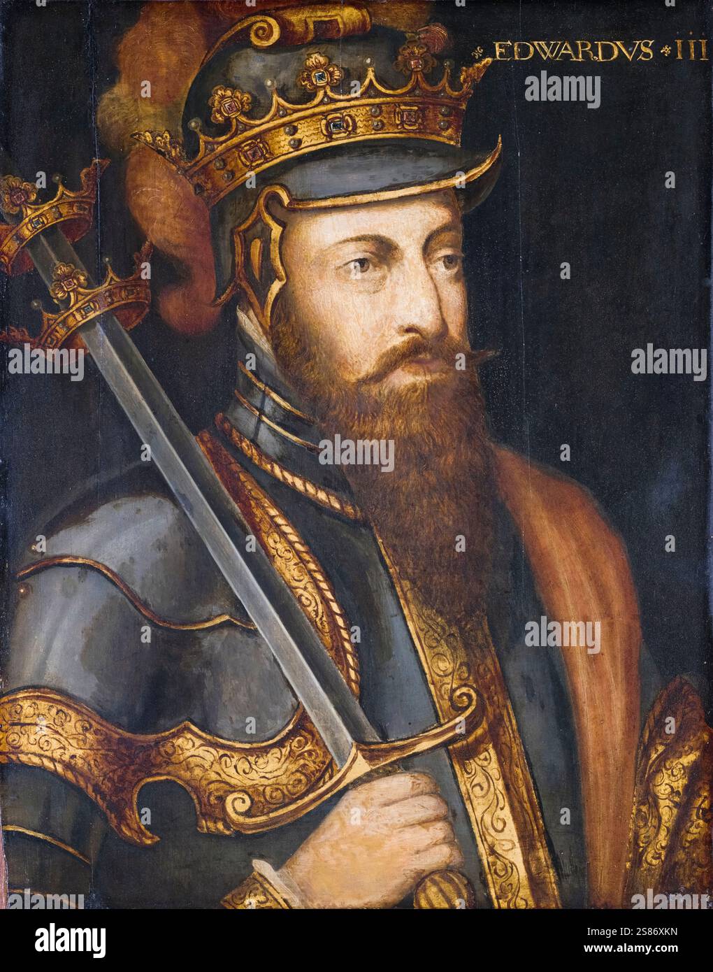 Re Edoardo III d'Inghilterra (1312-1377), re d'Inghilterra 1327-1377, XVIII secolo ritratto a olio su tavola, 1701-1799 Foto Stock