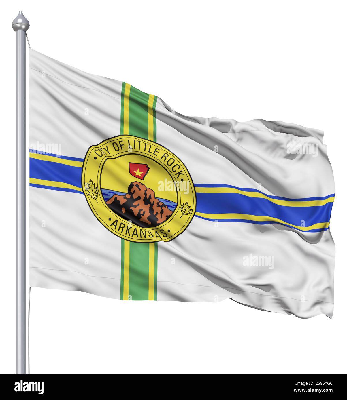 Stati Uniti d'America Little Rock City bandiera che fluttua nel vento Foto Stock