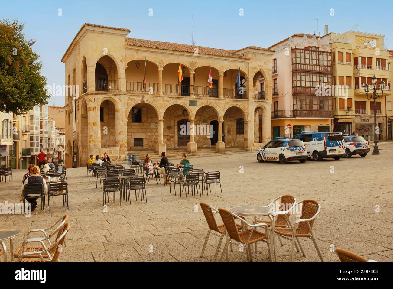 Vecchio municipio, Plaza Mayor, Zamora, provincia di Zamora, Castiglia e León, Spagna. Foto Stock