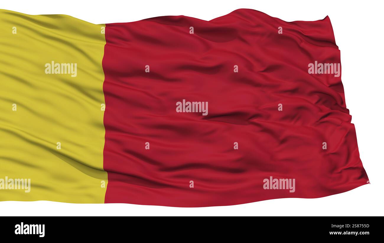 Isolate città di Moroni bandiera, la città capitale di Comore, sventola su sfondo bianco, ad alta risoluzione Foto Stock