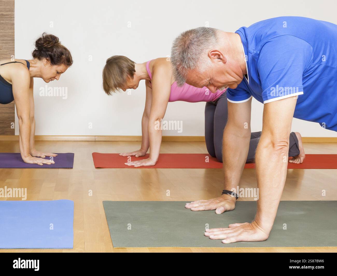 Una immagine di alcune persone facendo esercizi yoga Foto Stock