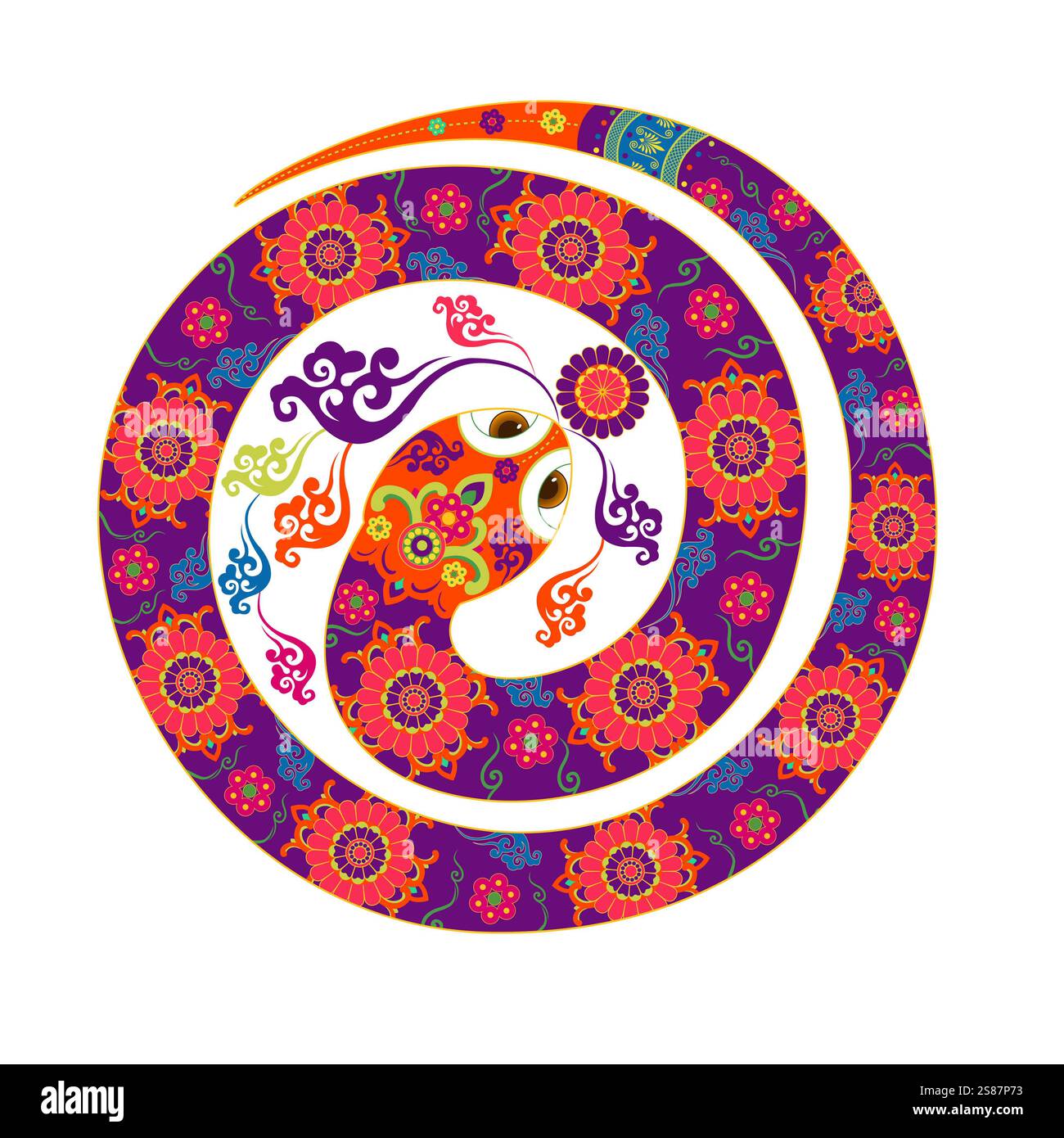 Colorato serpente zodiaco tradizionale Foto Stock