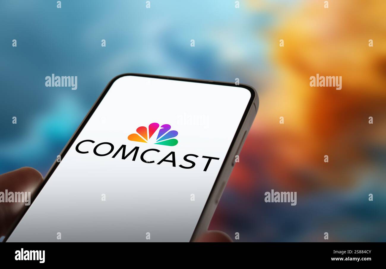 Logo Comcast Corporation visualizzato sullo smartphone Foto Stock