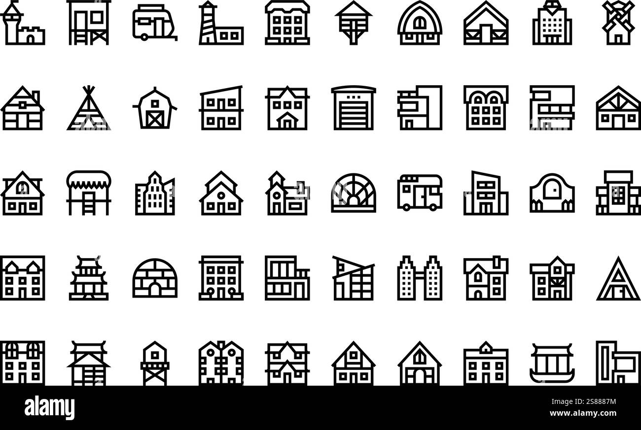 Raccolta di icone vettoriali di alta qualità con traccia modificabile. Ideale per progetti professionali e creativi Illustrazione Vettoriale