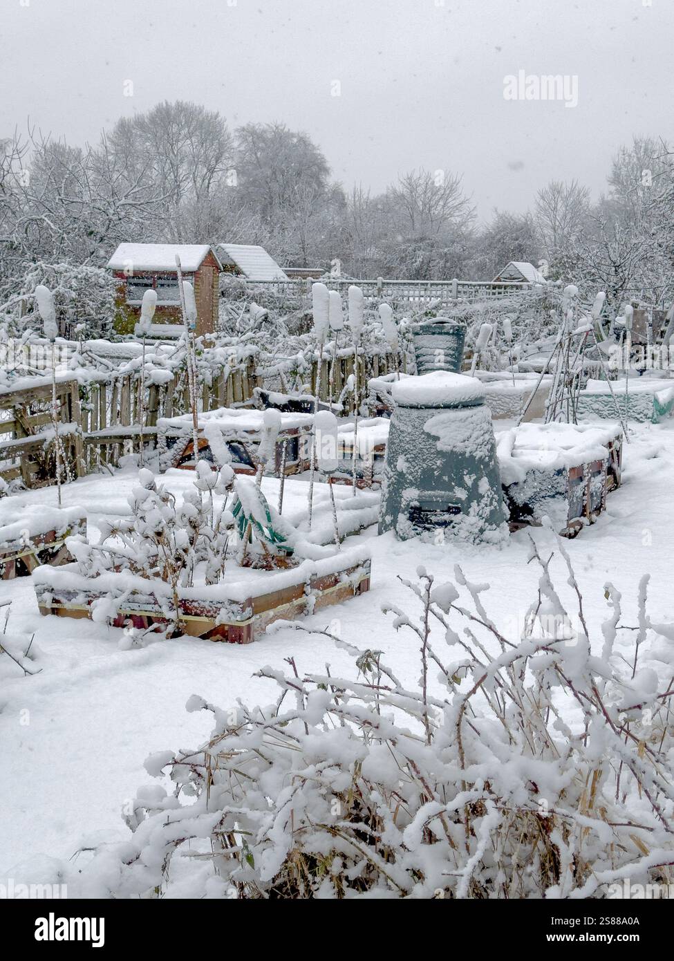 Assegnazione coperta di neve a York, Regno Unito Foto Stock
