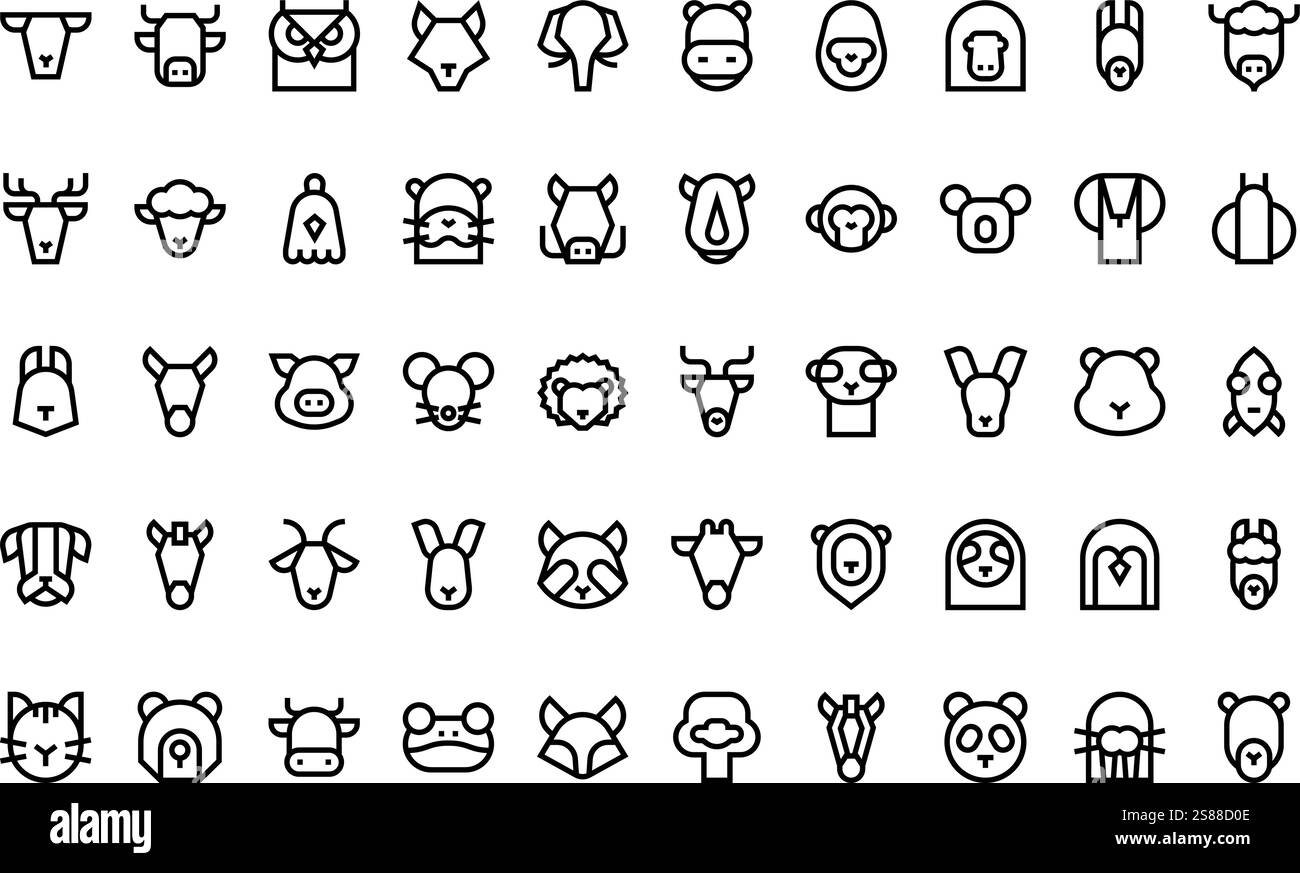 Icone animali Collezione icone vettoriali di alta qualità con traccia modificabile. Ideale per progetti professionali e creativi Illustrazione Vettoriale