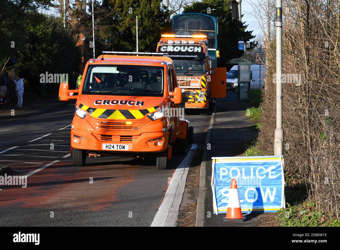camion di recupero crouch in un incidente Foto Stock