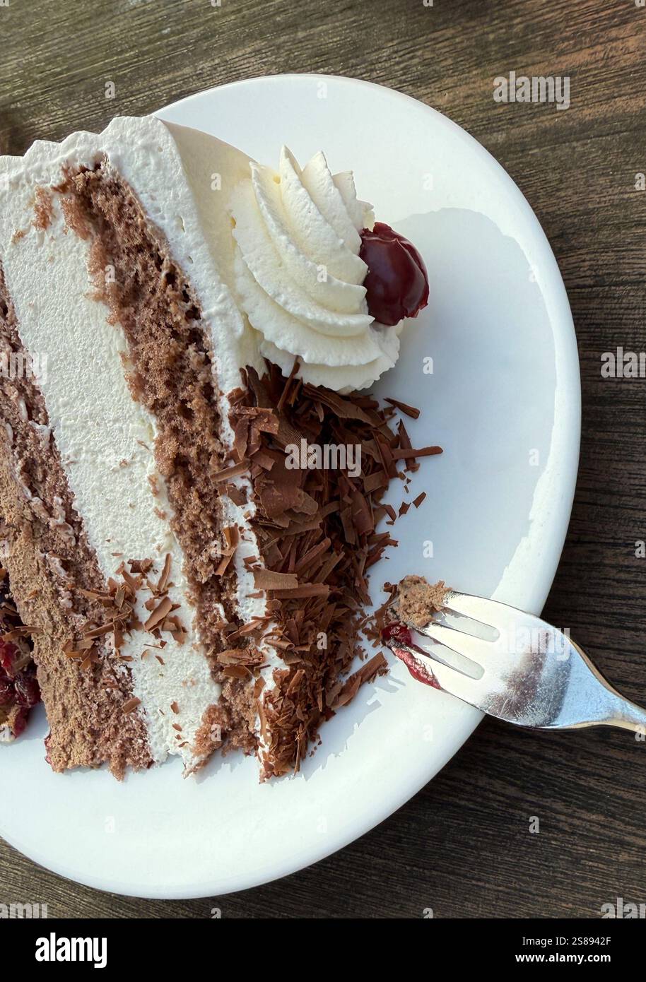 Torta del gateau della Foresta Nera su un piatto Foto Stock