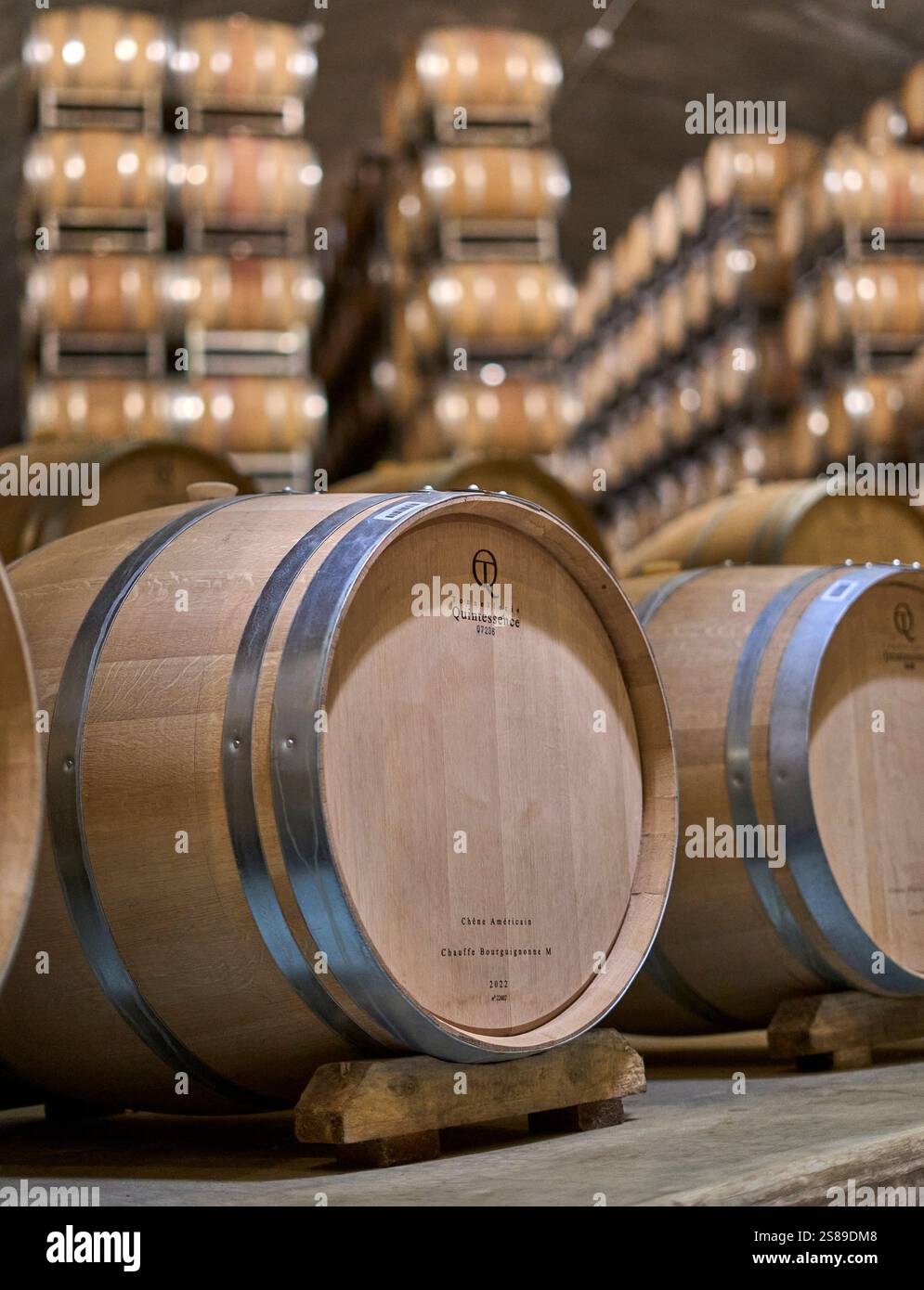 Mendoza, Argentina. 03-10-2020. Barricas, Bodega, vino, botti, Cantina, vino Foto Stock