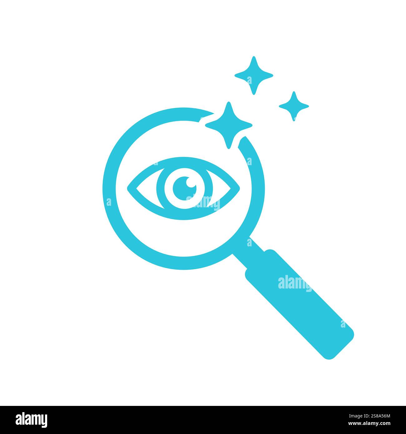 Icona Clear Vision, attraverso Focused Discovery. Isolato su sfondo bianco. Dal set di icone blu Illustrazione Vettoriale