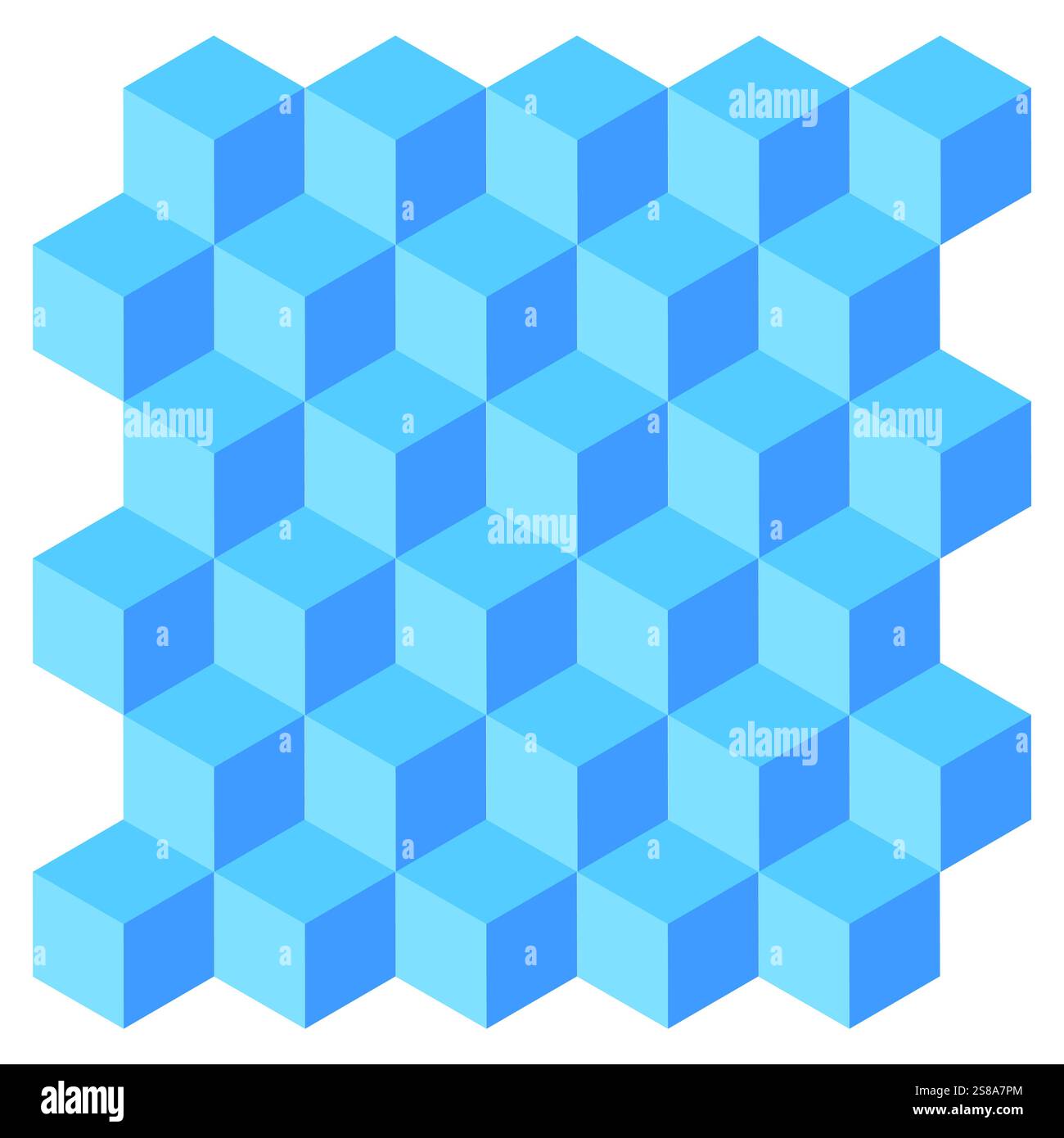 Motivo cubo blu. Forme geometriche isometriche. Texture astratta moderna. Sfondo vettoriale. Illustrazione Vettoriale