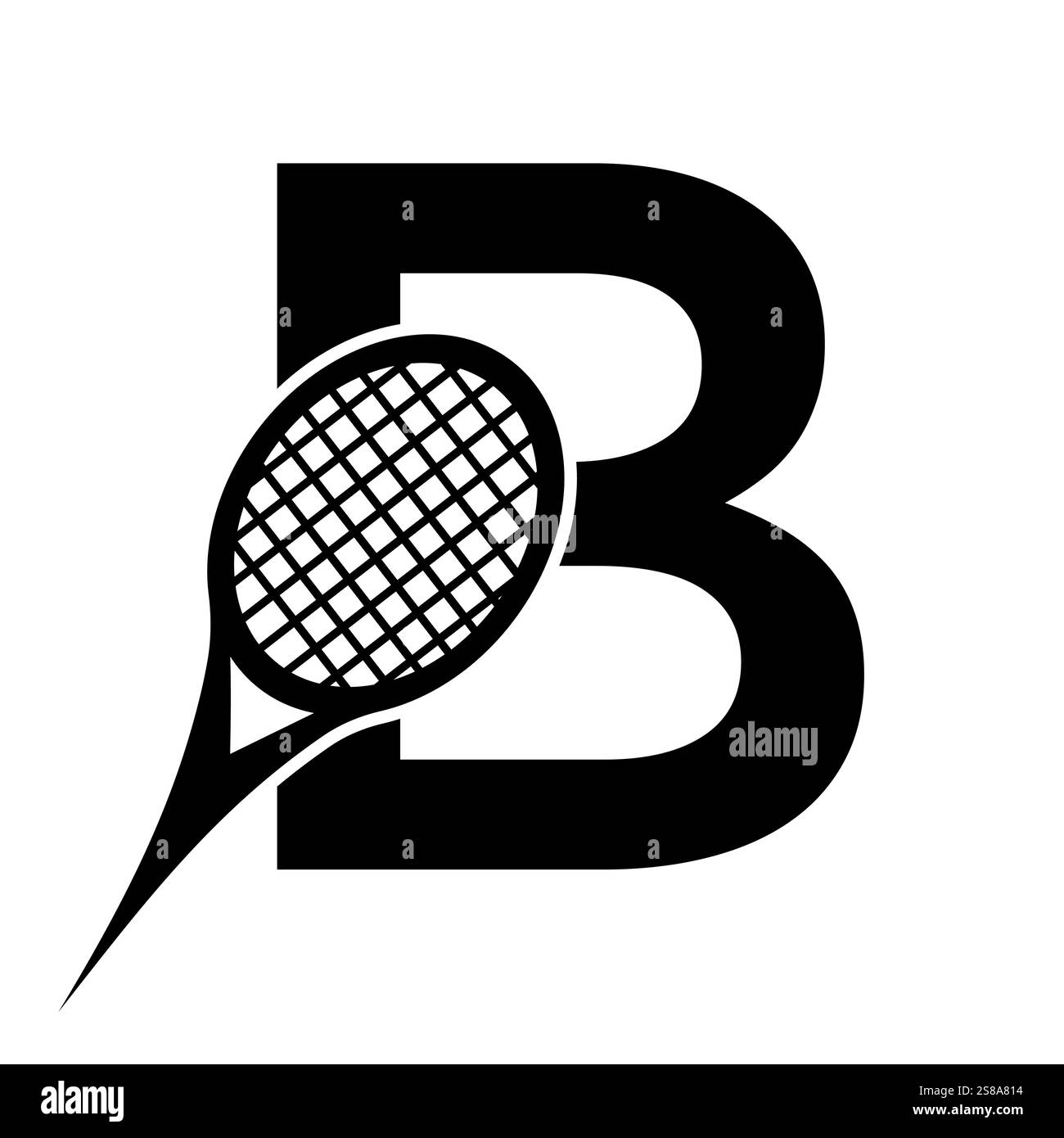 Logo da tennis Letter B. Template vettore simbolo piastra Illustrazione Vettoriale
