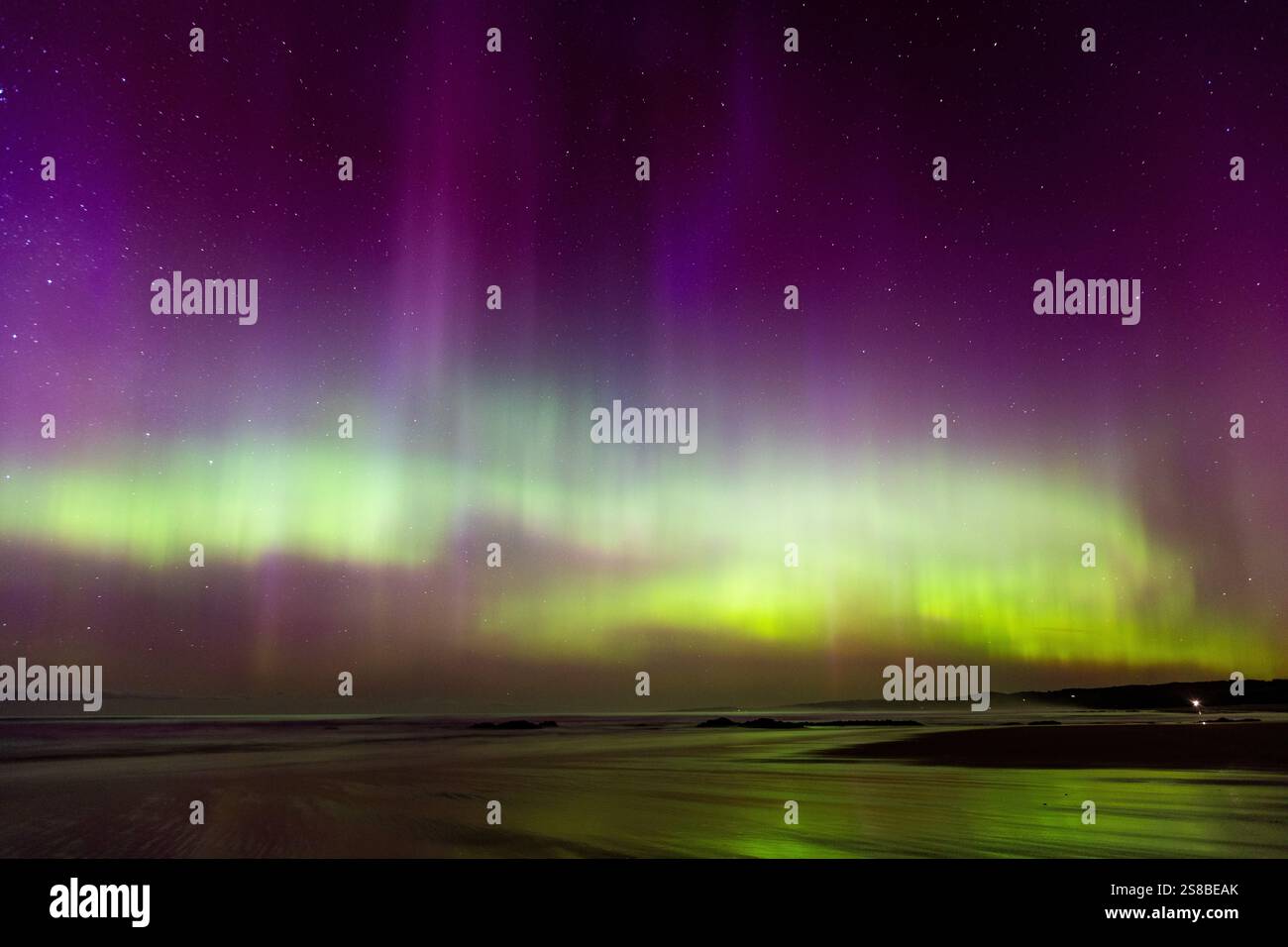 La splendida aurora australe (aurora australis) mette in mostra Dunedin, regione di Otago, nuova Zelanda. Foto Stock