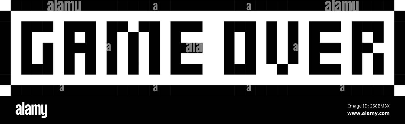 Icona del pulsante Game over pixel art Illustrazione Vettoriale