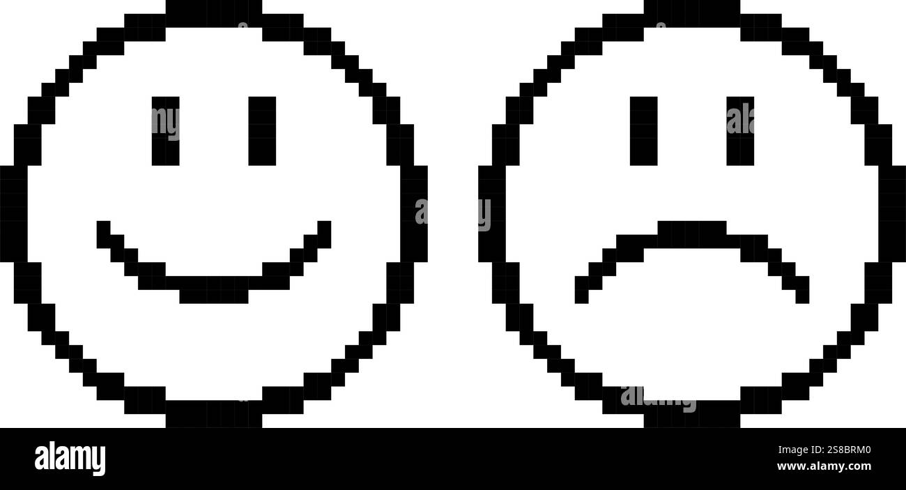 Icona del sorriso pixel art Illustrazione Vettoriale