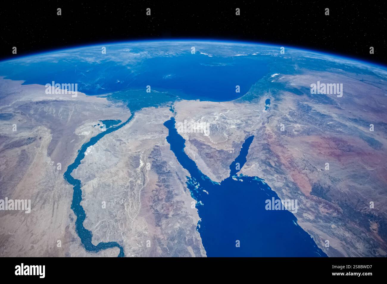 Terra. Vicino Oriente e Medio Oriente. Penisola arabica, Egitto, Iraq, Iran, Israele, Giordania, Palestina, Siria. Elementi di questa immagine forniti dalla NASA. Foto Stock
