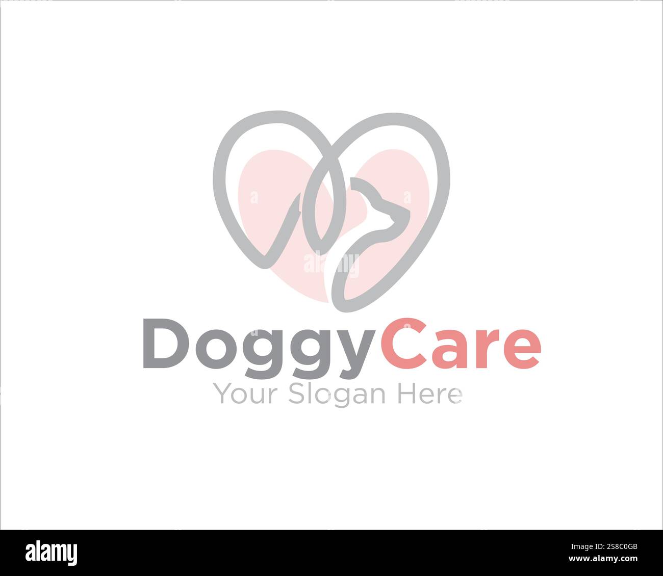 logo love dog care per la cura degli animali domestici Illustrazione Vettoriale