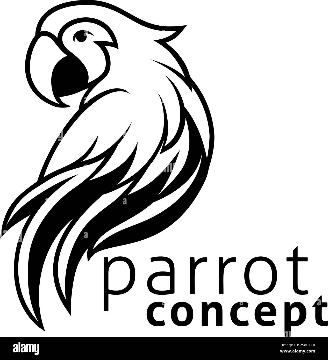 Illustrazione del concetto di Parrot Bird Macaw Icon Mascot Illustrazione Vettoriale