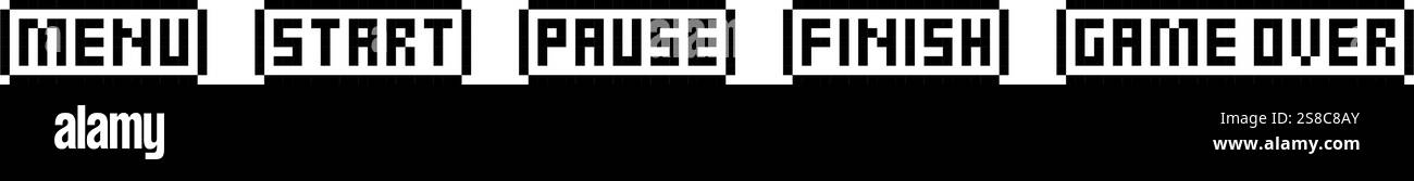 Icona dei pulsanti di gioco Imposta pixel art Illustrazione Vettoriale