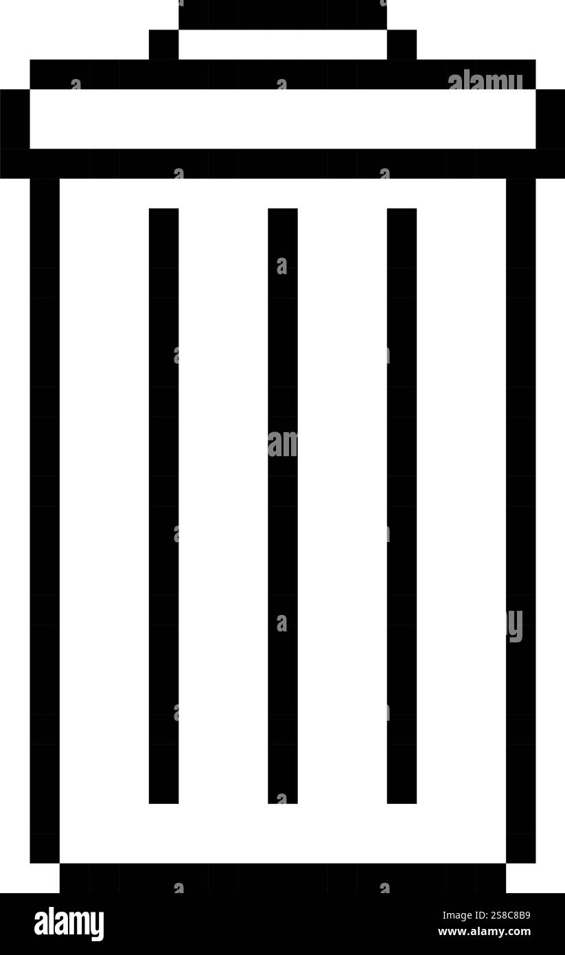 Icona dei pixel del cestino grafica semplice dei pixel desiderati Illustrazione Vettoriale