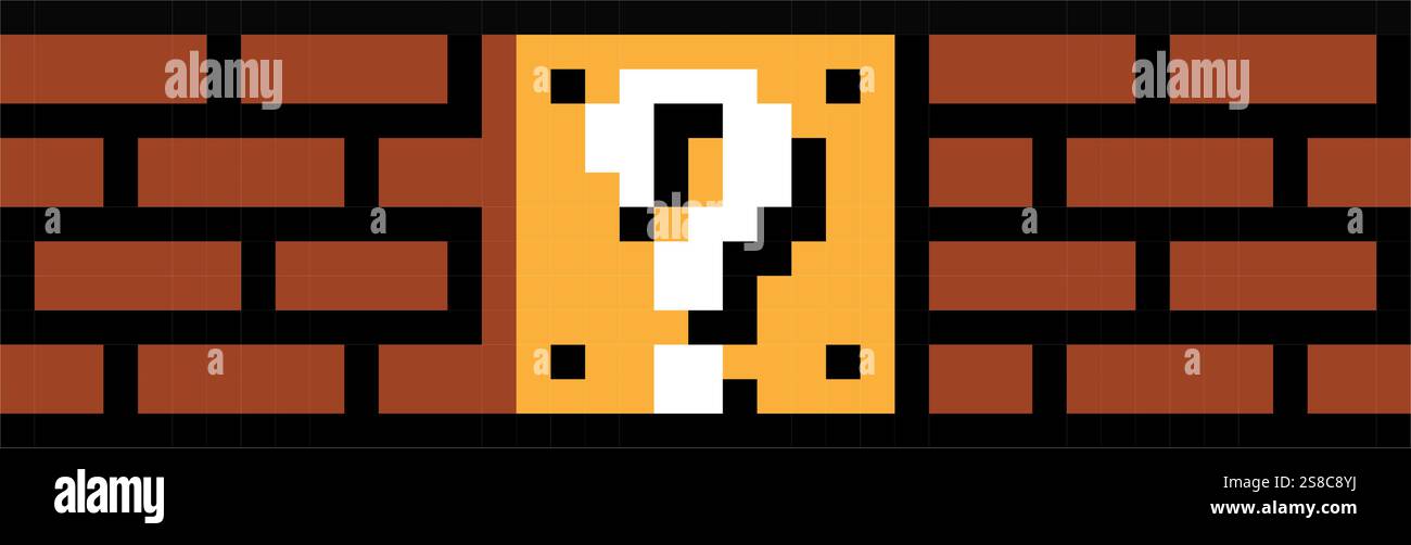 Video game pixel Brick wall con domanda Illustrazione Vettoriale Video game pixel Brick wall con domanda Illustrazione Vettoriale