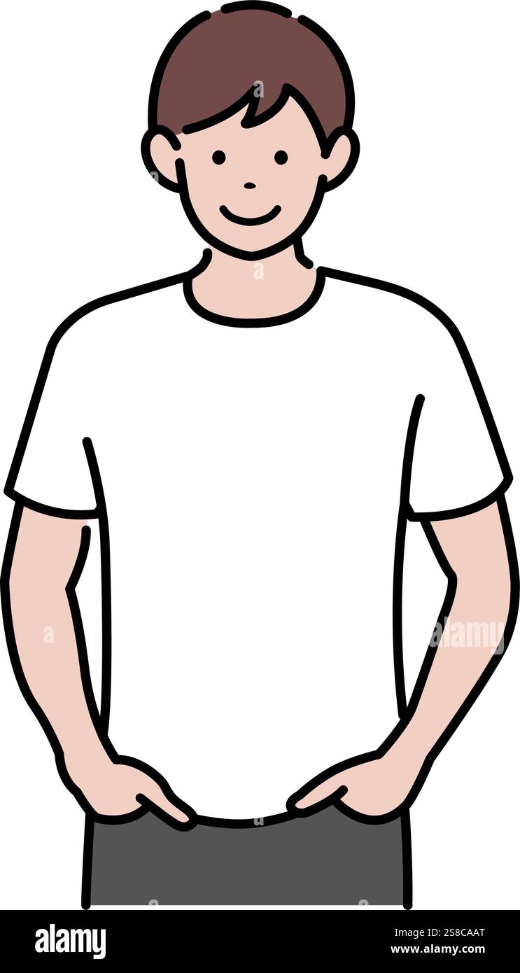 Illustrazione vettoriale di un uomo che indossa una maglietta a maniche corte ( davanti | bianco ) Illustrazione Vettoriale Illustrazione vettoriale di un uomo che indossa una maglietta a maniche corte ( davanti | bianco ) Illustrazione Vettoriale