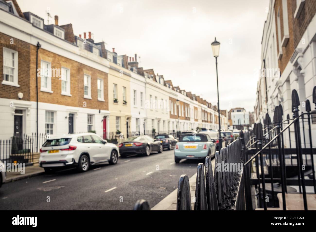 LONDRA- SW3 Chelsea- eleganti case a schiera nella zona di lusso del centro di Londra Ovest Foto Stock