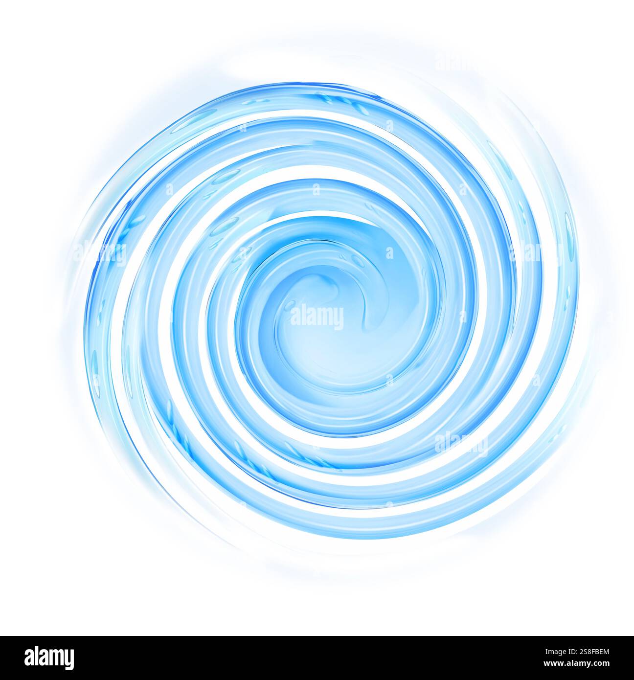 Colore blu astratto isolato a turbolenza, vernice liquida su sfondo bianco. Foto Stock