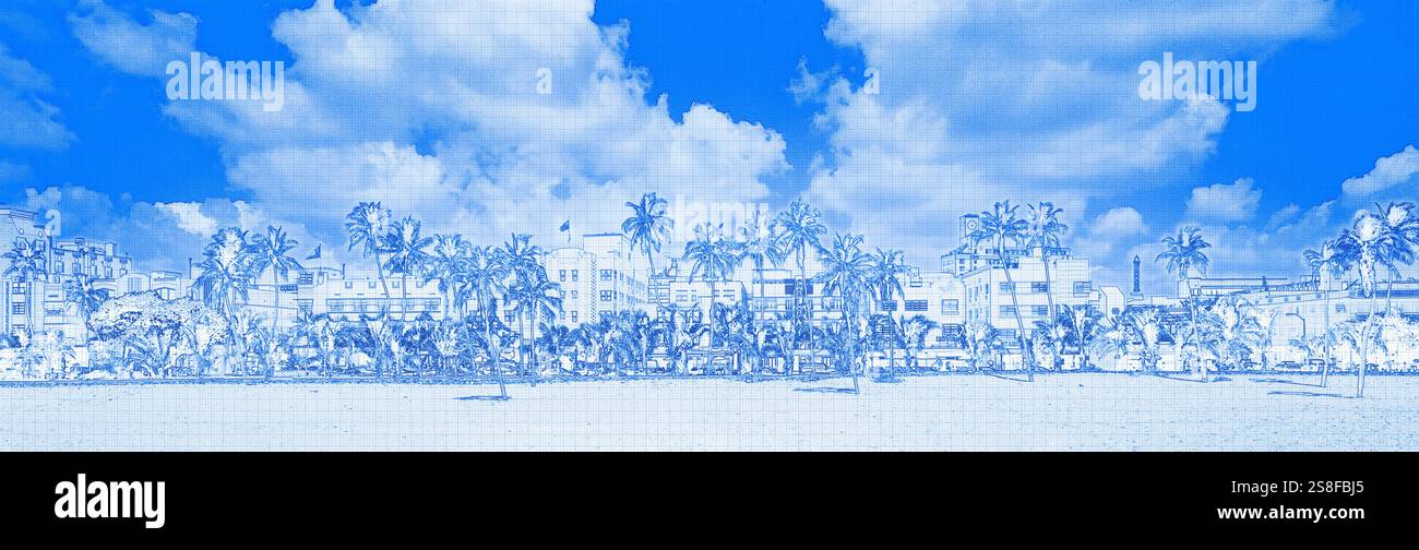 Alberghi sulla spiaggia, hotel Art Deco, Ocean Drive, Miami Beach, Florida, Stati Uniti d'America Foto Stock