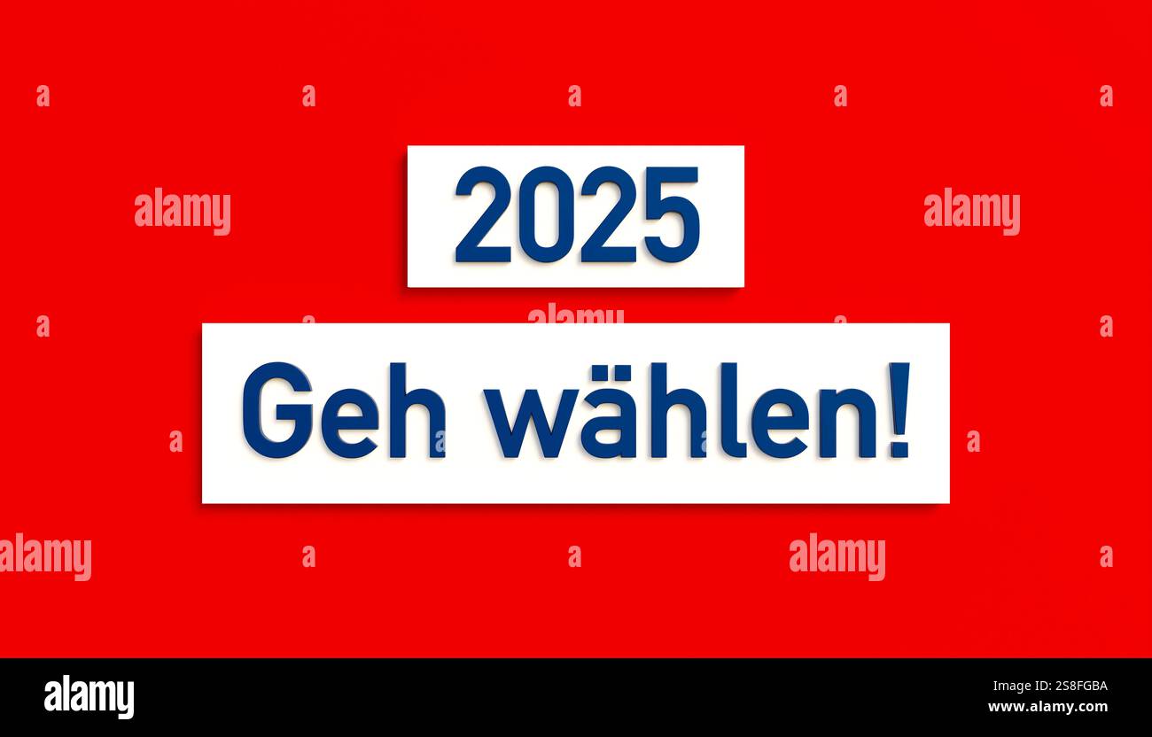 2025 Geh wählen Go Vota elezioni federali Germania. 2025 Geh wählen Go Vota elezioni federali Germania. Politica e governo, decisione, scelta, democrazia, Europa, vota. bundstagswahl028 2025 geh waehlen Foto Stock