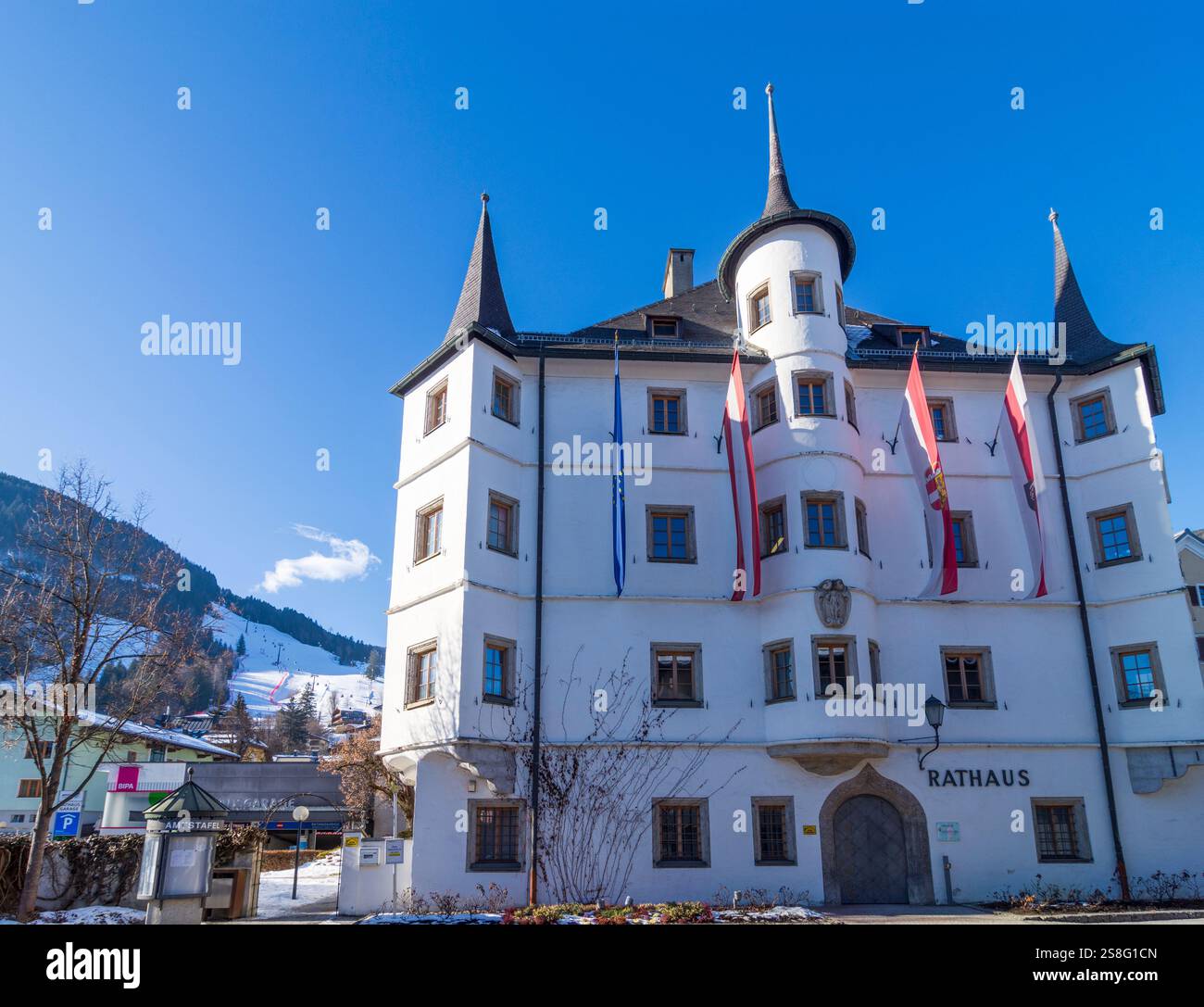 Zell am SEE: Castello di Rosenberg, oggi municipio a Pinzgau, Salisburgo, Austria Foto Stock