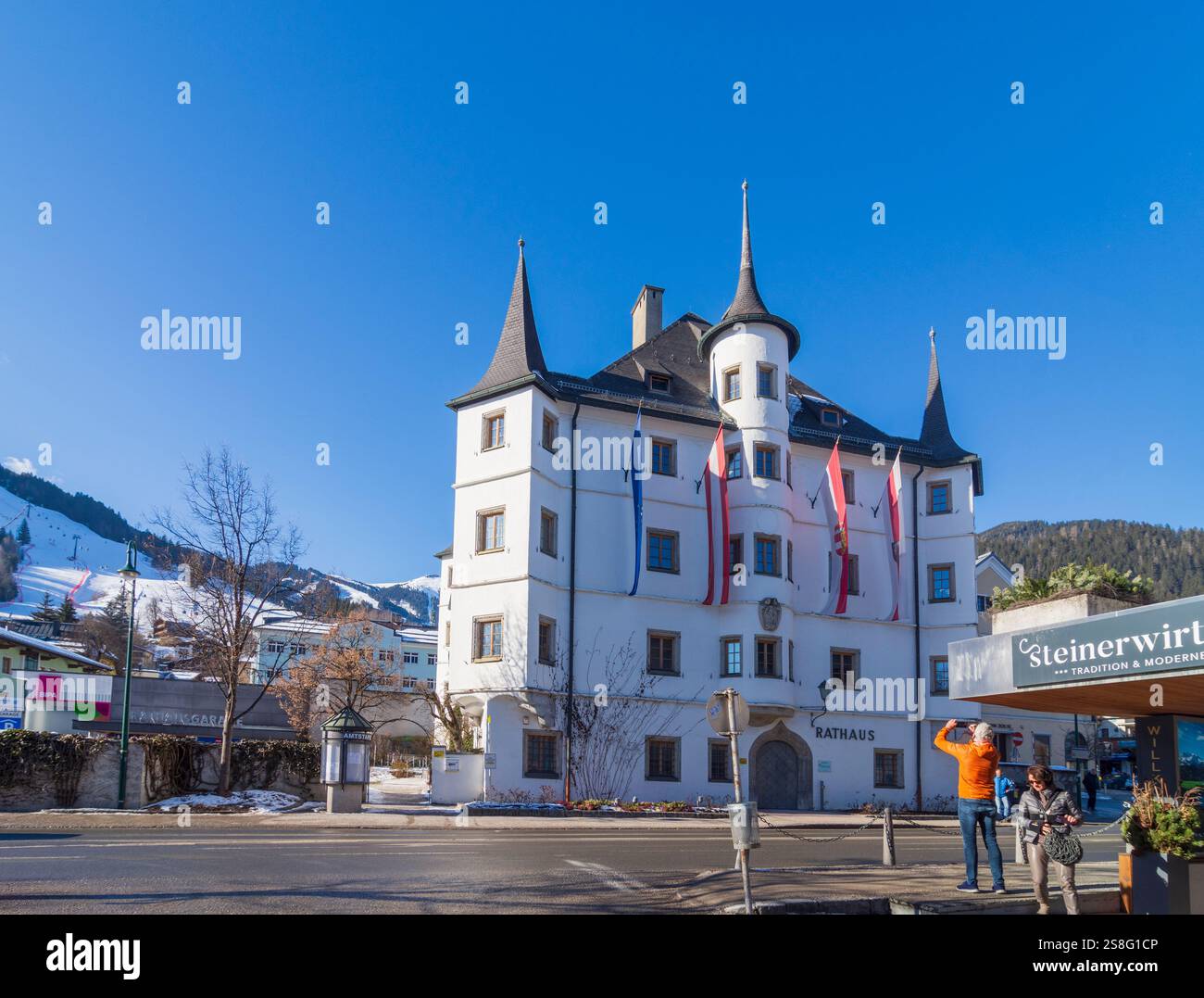 Zell am SEE: Castello di Rosenberg, oggi municipio a Pinzgau, Salisburgo, Austria Foto Stock