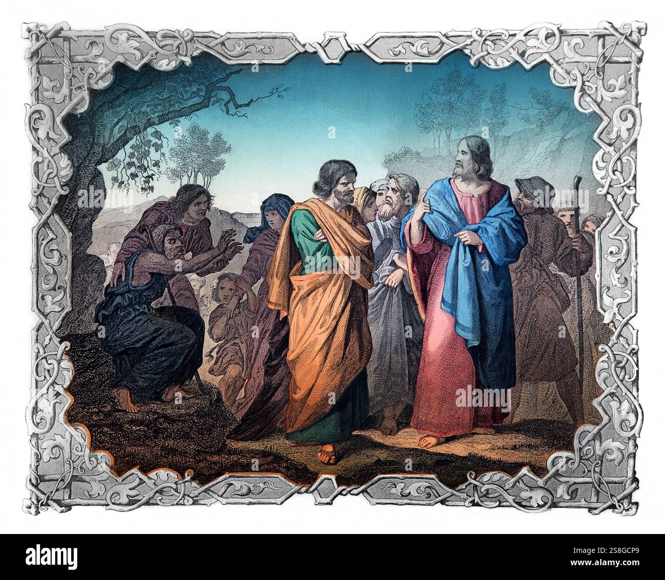 Il cieco Bartimeo, che chiede a Gesù Cristo di guarire la vista dall'edizione 1850 della vita di Cristo di Fleetwood, la vita di nostro Signore e Savi Foto Stock Il cieco Bartimeo, che chiede a Gesù Cristo di guarire la vista dall'edizione 1850 della vita di Cristo di Fleetwood, la vita di nostro Signore e Savi Foto Stock