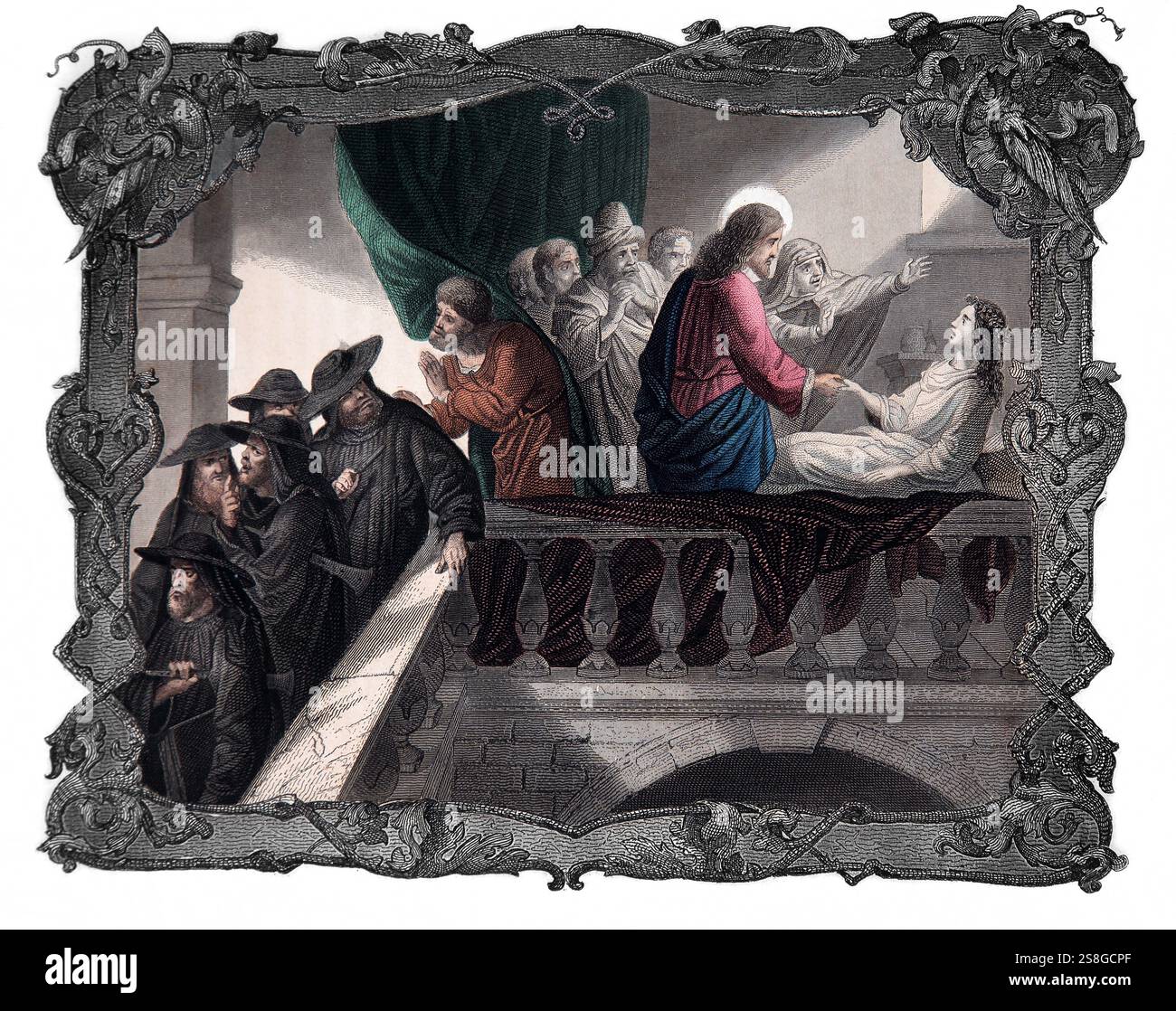 Illustrazione di Gesù Cristo che solleva la figlia di Jairus da 1850 Edizione di vita di Cristo di Fleetwood - la vita di nostro Signore e Salvatore Gesù Cristo B. Foto Stock Illustrazione di Gesù Cristo che solleva la figlia di Jairus da 1850 Edizione di vita di Cristo di Fleetwood - la vita di nostro Signore e Salvatore Gesù Cristo B. Foto Stock