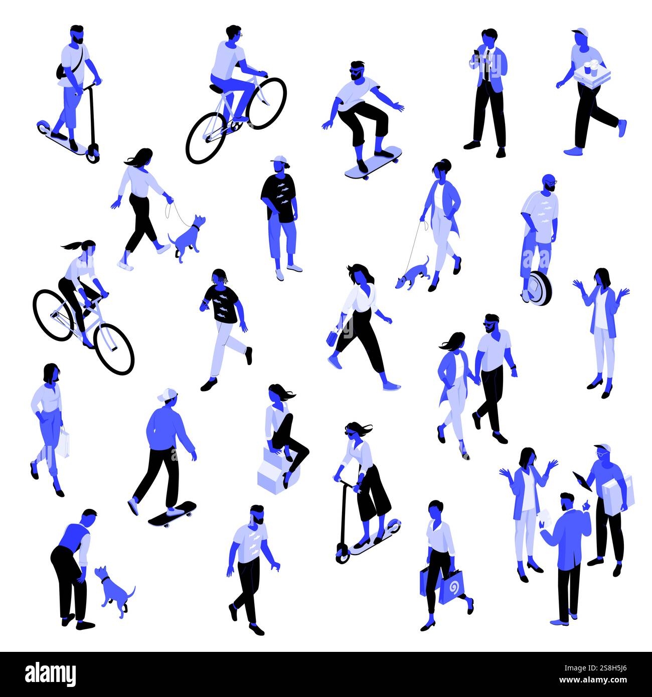 Gente di strada urbana isometrica Illustrazione Vettoriale