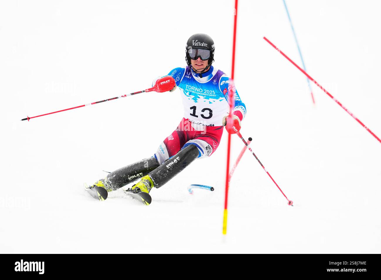 Bardonecchia, Italia. 22 gennaio 2025. Silvestre Paul (fra) Sci Alpino : Torino 2025 FISU World University Games Winter Men's Slalom Final alle piste di Melezet a Bardonecchia, Italia . Crediti: AFLO SPORT/Alamy Live News Foto Stock
