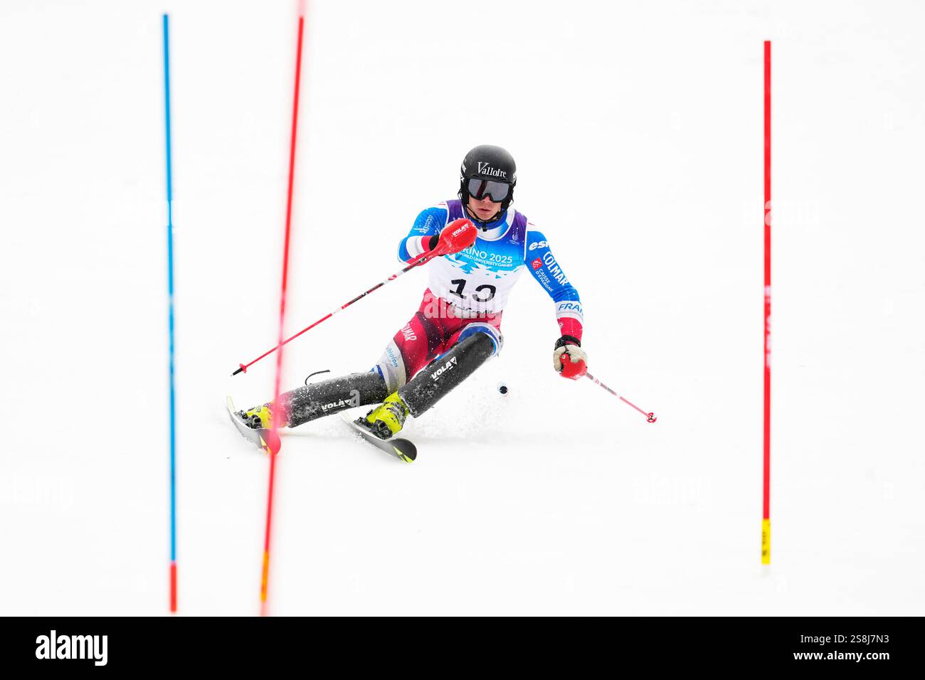 Bardonecchia, Italia. 22 gennaio 2025. Silvestre Paul (fra) Sci Alpino : Torino 2025 FISU World University Games Winter Men's Slalom Final alle piste di Melezet a Bardonecchia, Italia . Crediti: AFLO SPORT/Alamy Live News Foto Stock