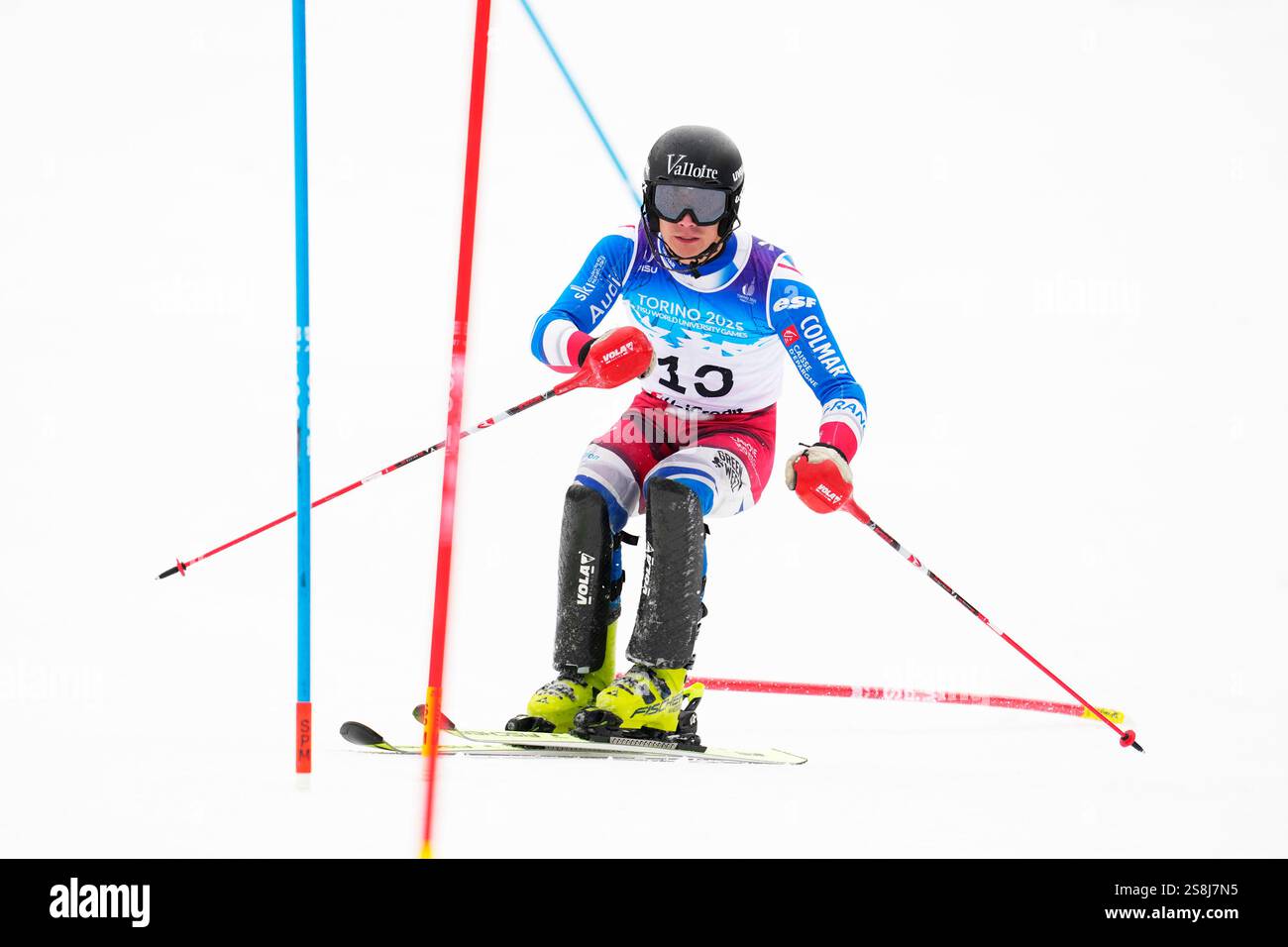 Bardonecchia, Italia. 22 gennaio 2025. Silvestre Paul (fra) Sci Alpino : Torino 2025 FISU World University Games Winter Men's Slalom Final alle piste di Melezet a Bardonecchia, Italia . Crediti: AFLO SPORT/Alamy Live News Foto Stock
