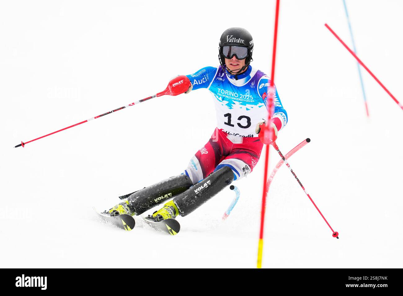 Bardonecchia, Italia. 22 gennaio 2025. Silvestre Paul (fra) Sci Alpino : Torino 2025 FISU World University Games Winter Men's Slalom Final alle piste di Melezet a Bardonecchia, Italia . Crediti: AFLO SPORT/Alamy Live News Foto Stock