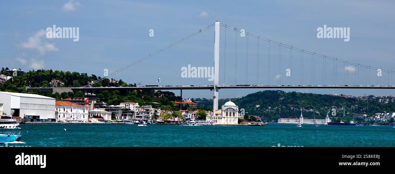 Moschea Buyuk Mecidiye a Ortakoy e Ponte del Bosforo, Istanbul, Turchia Foto Stock Moschea Buyuk Mecidiye a Ortakoy e Ponte del Bosforo, Istanbul, Turchia Foto Stock