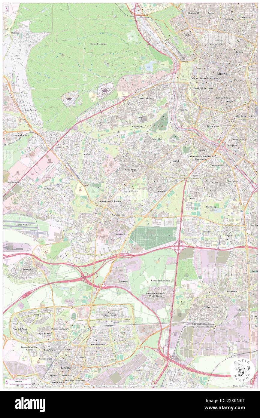 Hostal Maria Ronda, Provincia de Madrid, Spagna, Madrid, N 40 22' 48'', S 3 44' 24''', mappa, Cartascapes Map pubblicata nel 2024. Esplora Cartascapes, una mappa che rivela i diversi paesaggi, culture ed ecosistemi della Terra. Viaggia attraverso il tempo e lo spazio, scoprendo l'interconnessione del passato, del presente e del futuro del nostro pianeta. Foto Stock