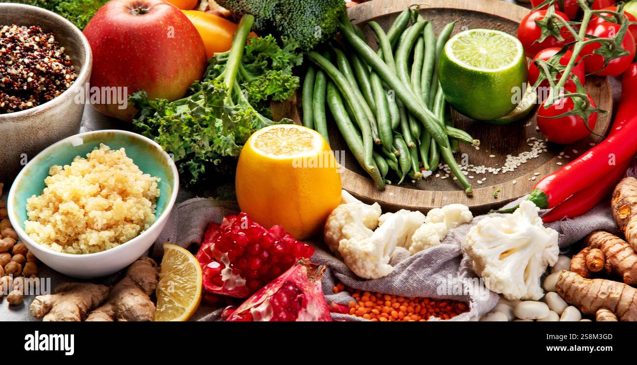 Dieta vegetale . Concetto di cibo sano. Foto Stock