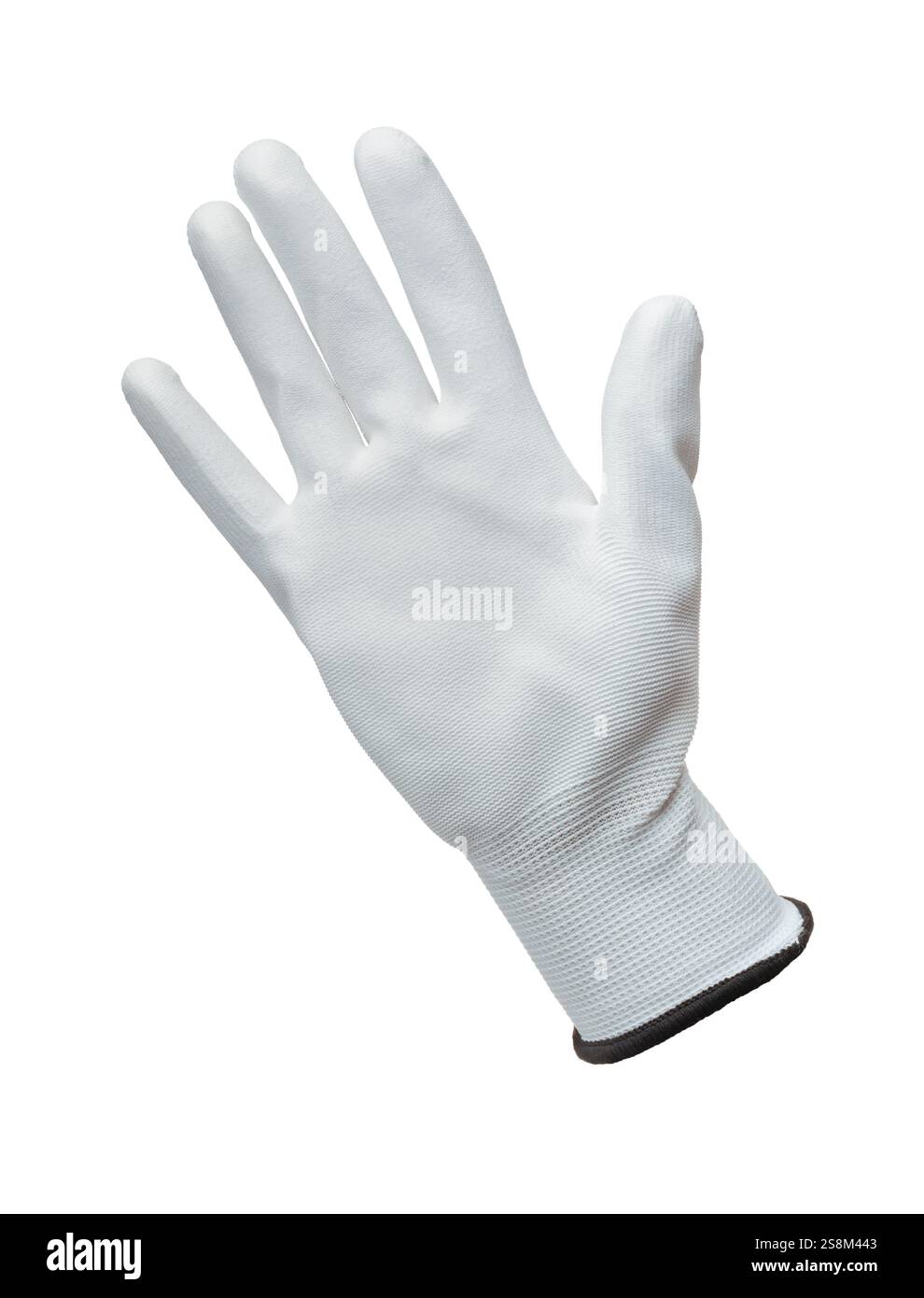 Guanto singolo in nylon bianco isolato su bianco Foto Stock