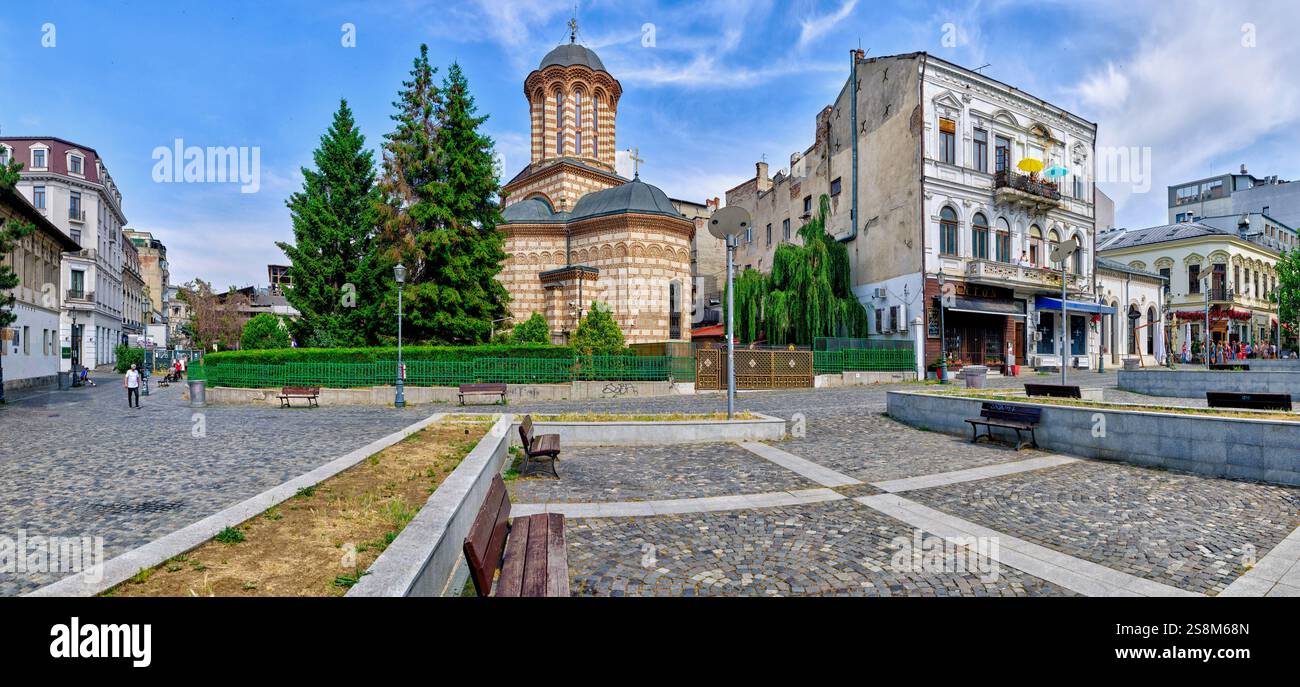 Chiesa di Curtea Veche a Piata Sfantul Anton, Bucarest, Romania Foto Stock