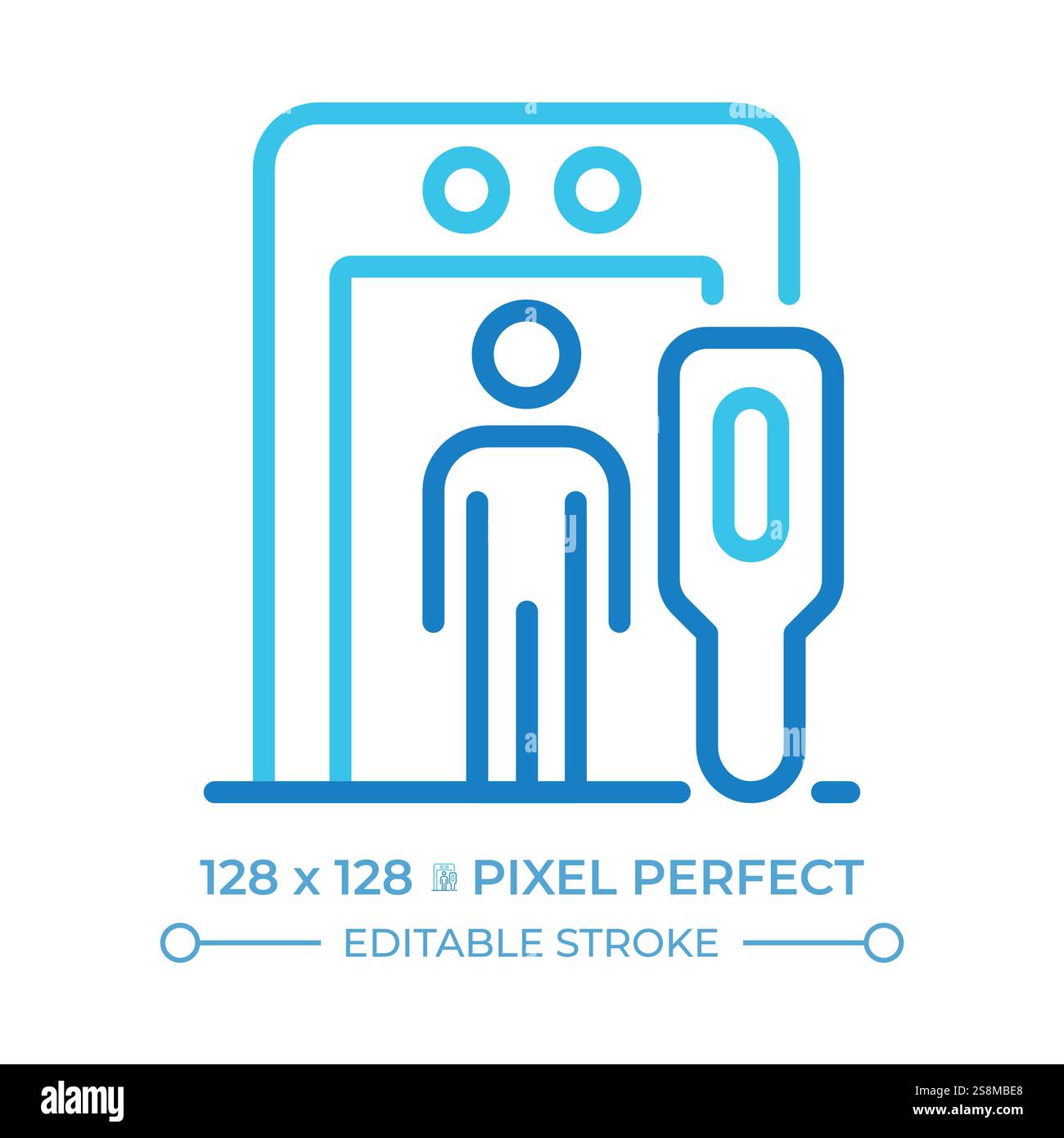 Icona di due linee colorate per la sicurezza dei confini aeroportuali Illustrazione Vettoriale