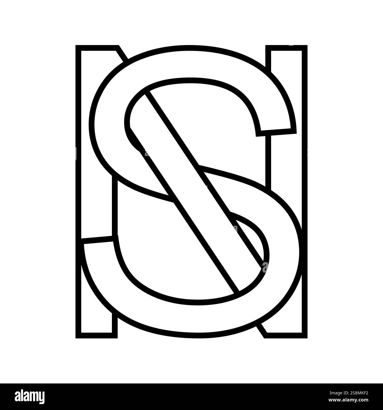 Simbolo del logo icona sn ns, logotipo n s con lettere doppie Illustrazione Vettoriale