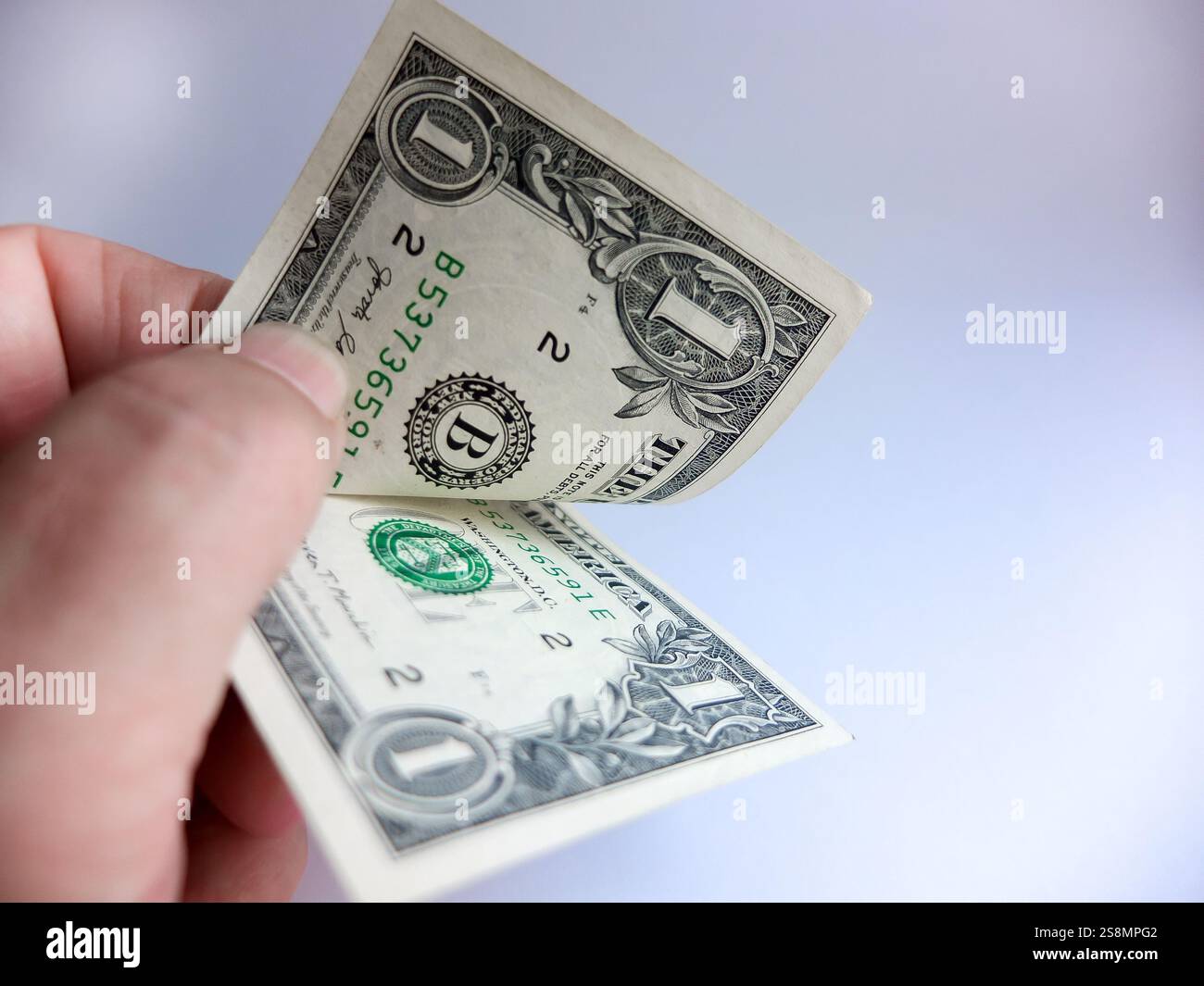 Primo piano, banconote da 1 dollaro, banconote da 50 dollari, banconote da 20 dollari Foto Stock