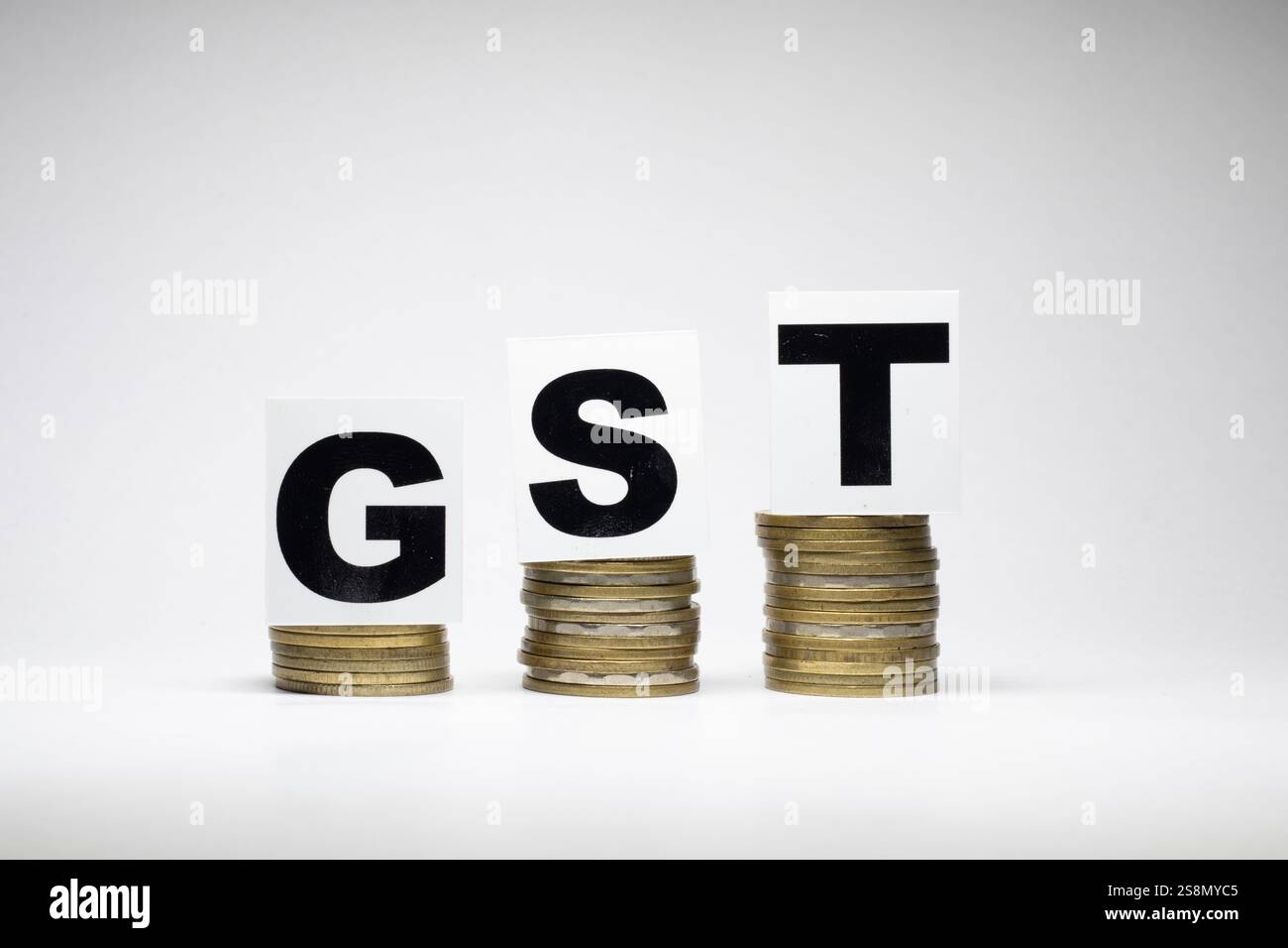 GST - concetto di gettone fiscale su beni e servizi Foto Stock