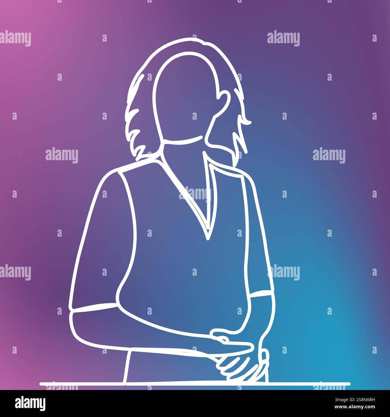 donna che disegna linee continue, vettore Illustrazione Vettoriale