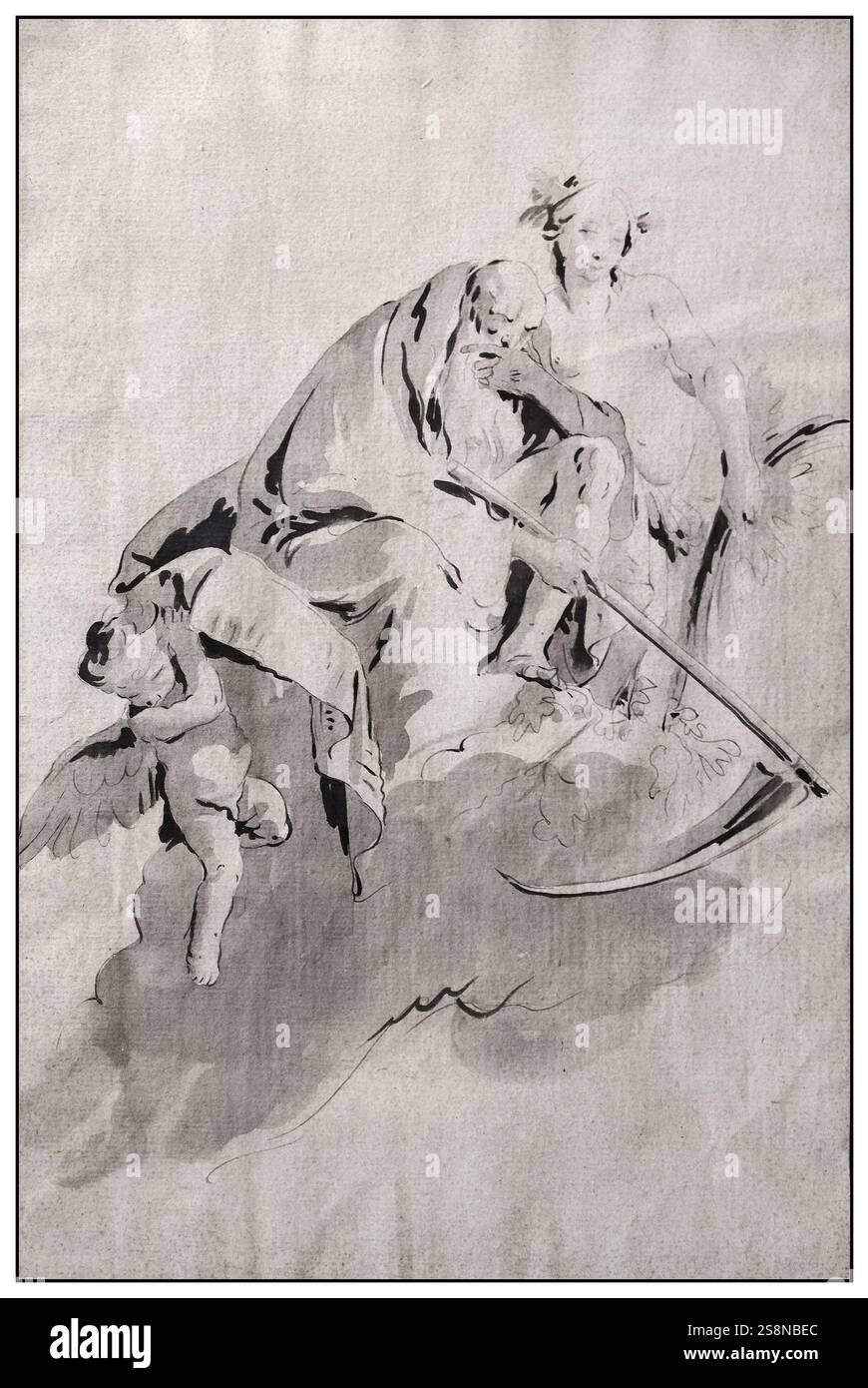 Il tempo svela la verità - penna,inchiostro e acquerello su carta - Giambattista Tiepolo - XVIII secolo - Vicenza, Museo Civico di Palazzo chi Foto Stock